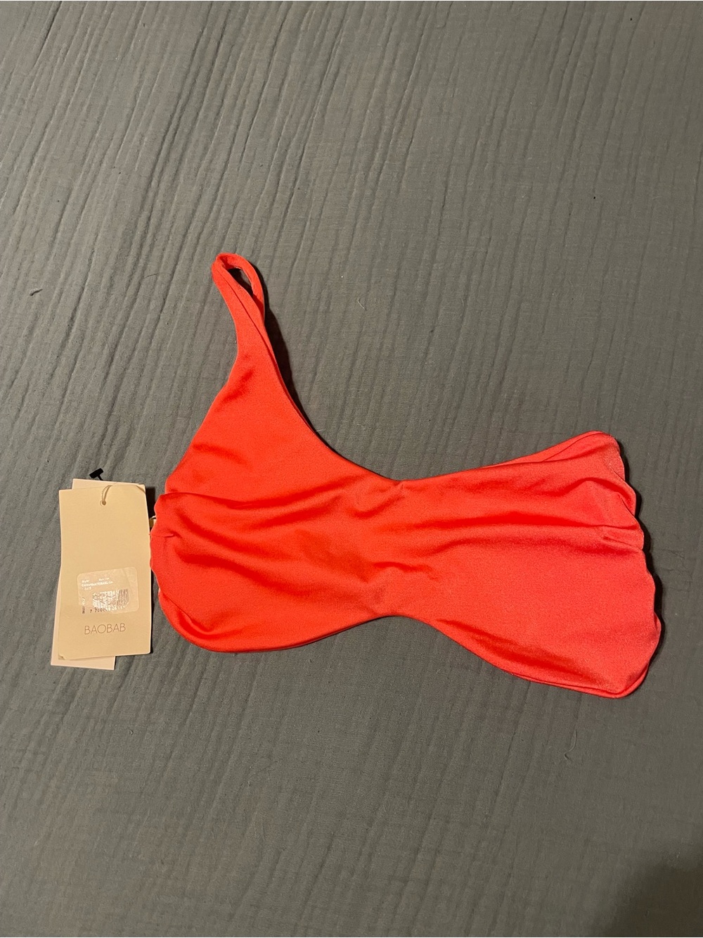 Baobab Watermelon One-Shoulder Bikini Top - Coral Red Pink Watermelon color